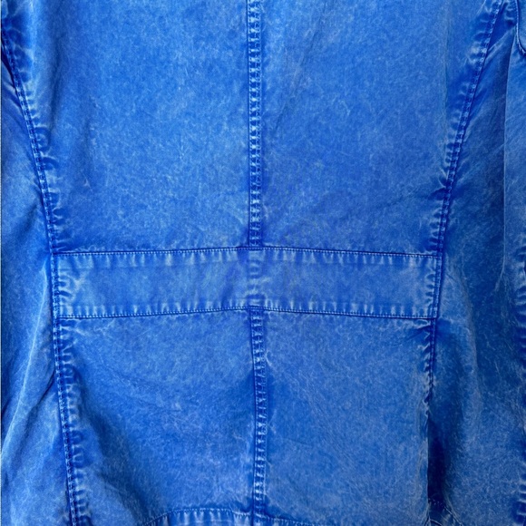 Chicos Women Size 2 (L) Distressed Y2K Blue Embroidered Cotton Jacket Travelers - Picture 4 of 15